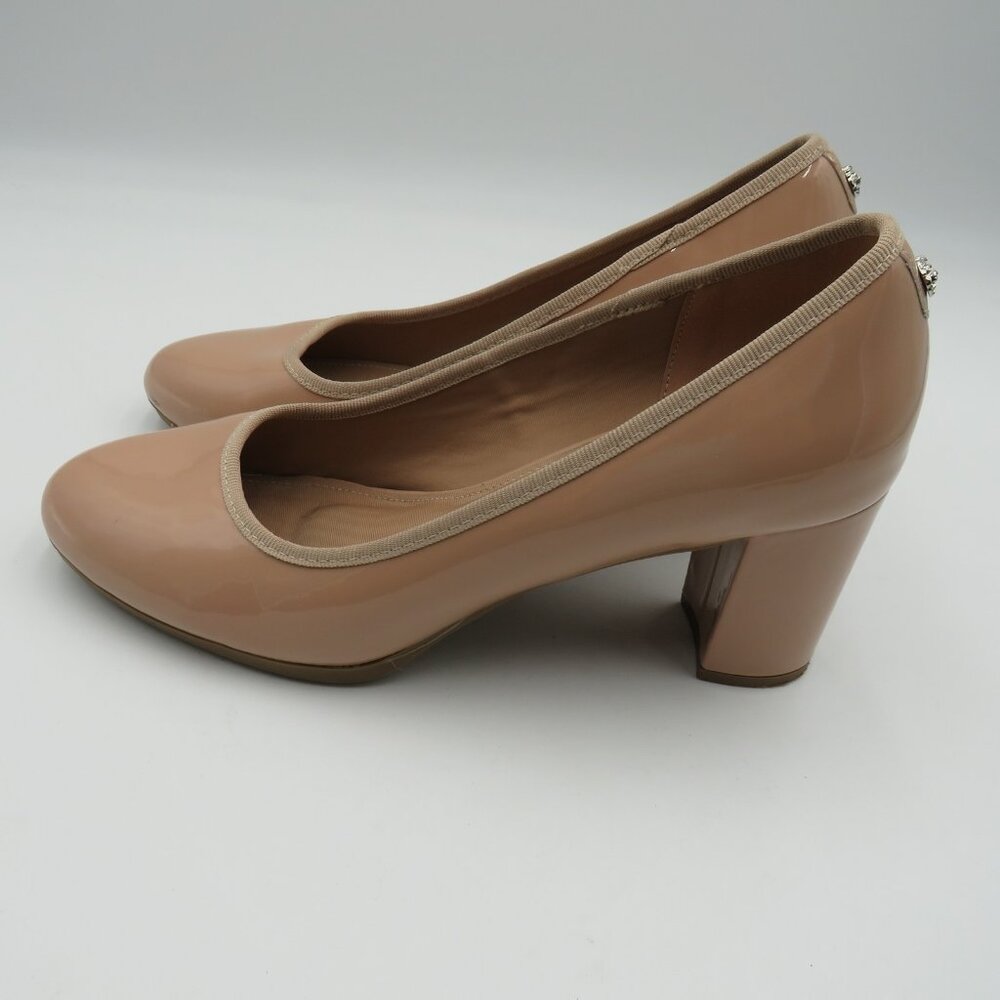 Anne Klein Nude Patent Block Heel Pumps - Picture 6 of 12